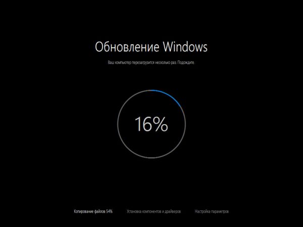 Окно отображения хода процесса автоматического обновления до Windows 10