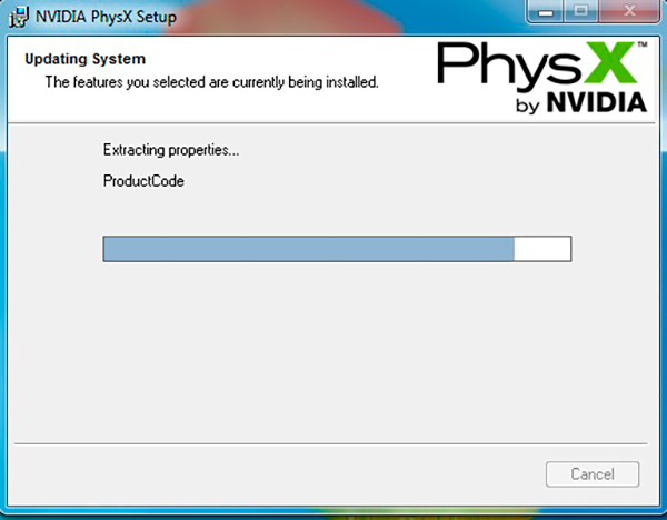 Процесс установки PhysX на Windows 10